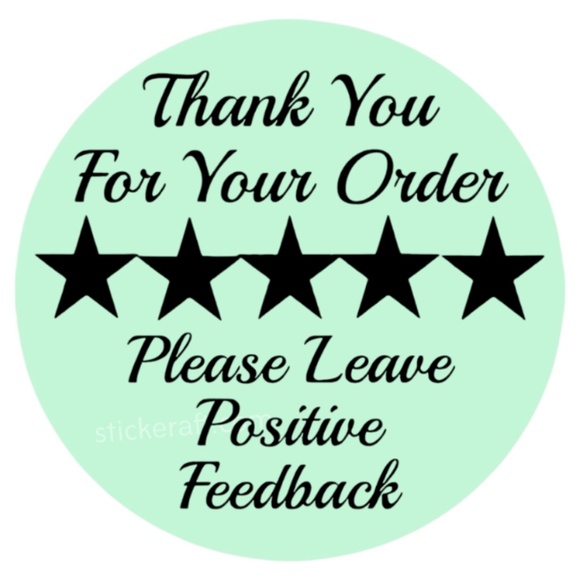 Thank You Stickers Positive Feedback Labels 5 Star Review Packaging - Picture 3 of 15